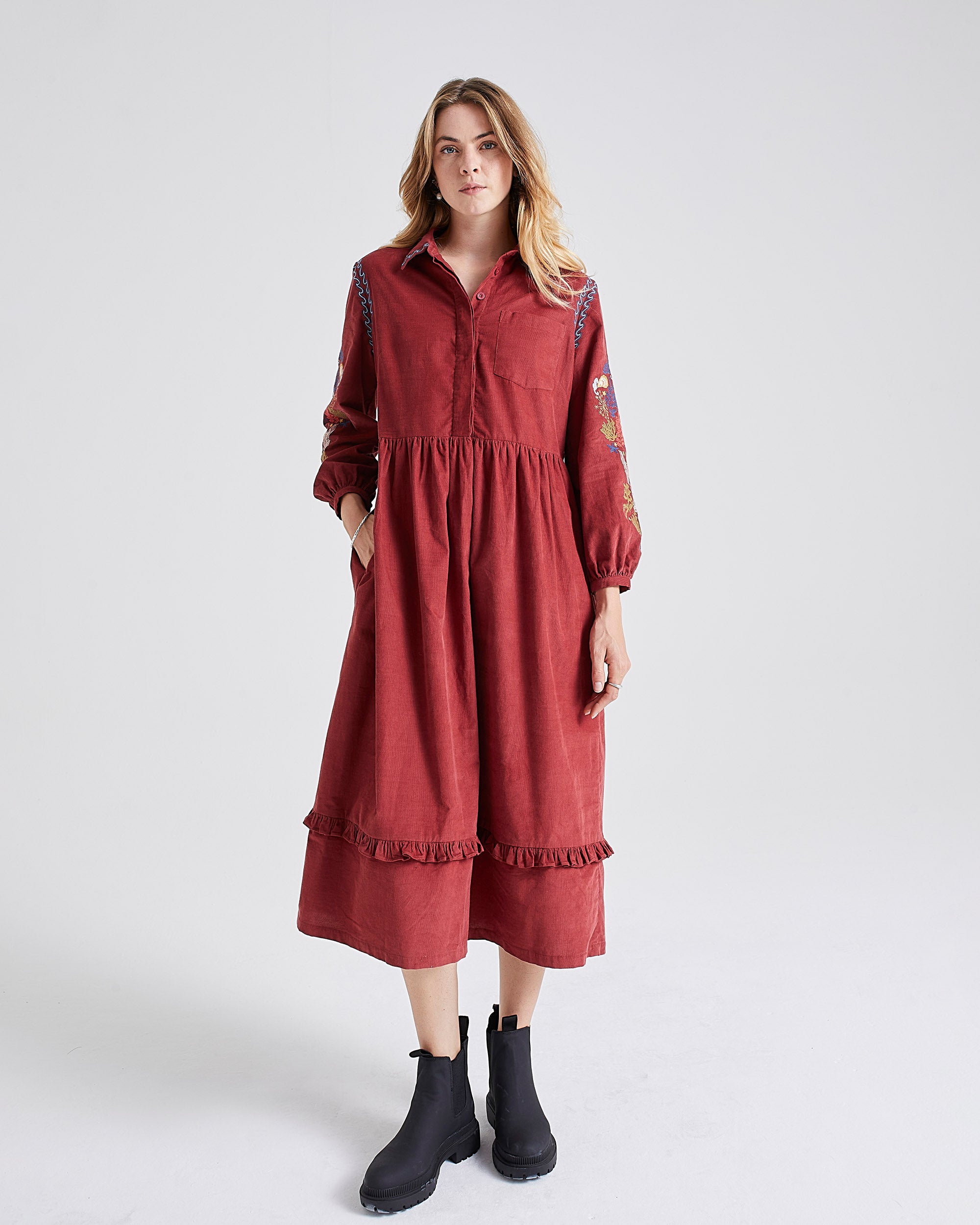 Hama Cord Embroidered Dress – Cape Cove