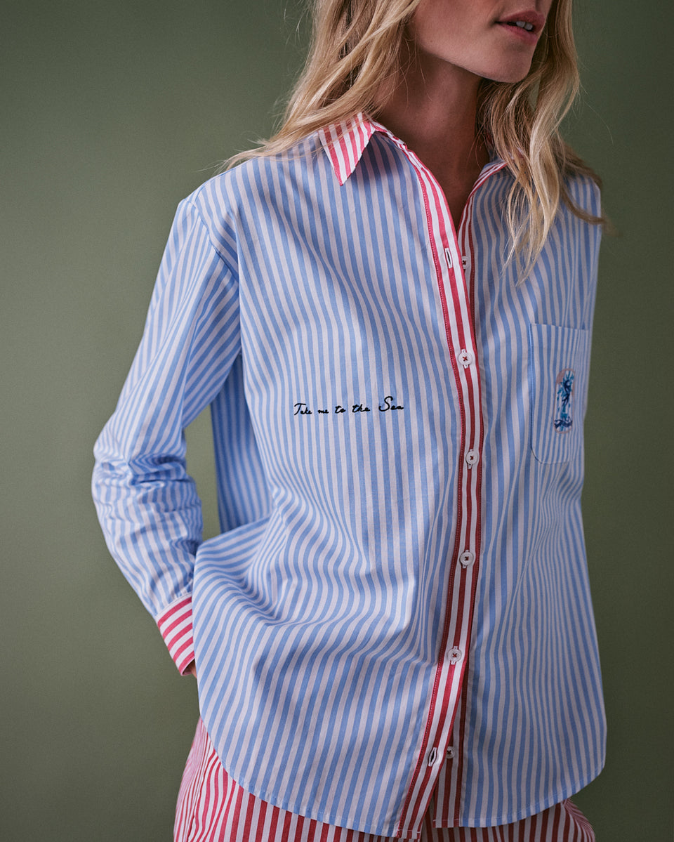 Moon and Star Stripe Boyfriend Shirt