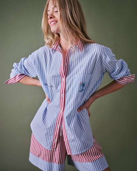 Moon and Star Stripe Boyfriend Shirt