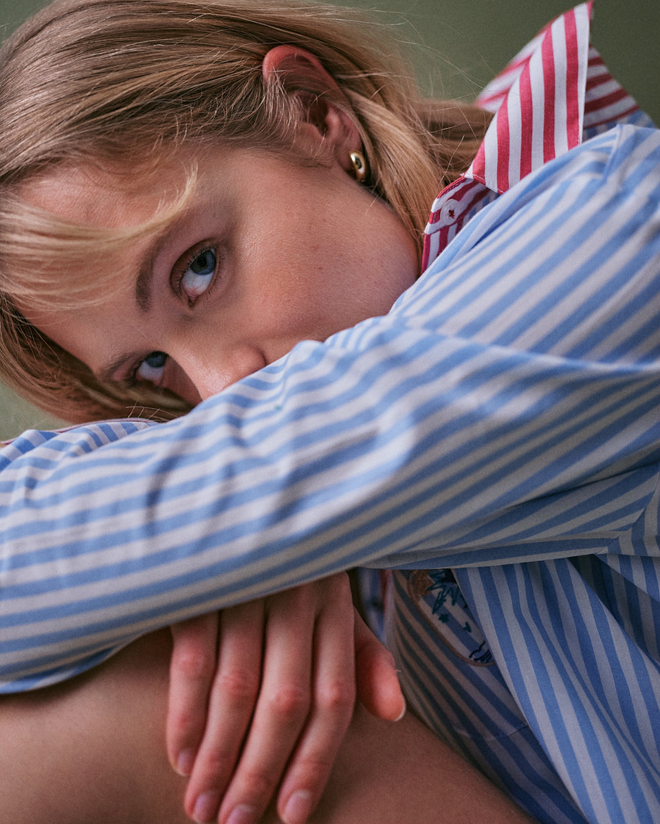 Moon and Star Stripe Boyfriend Shirt