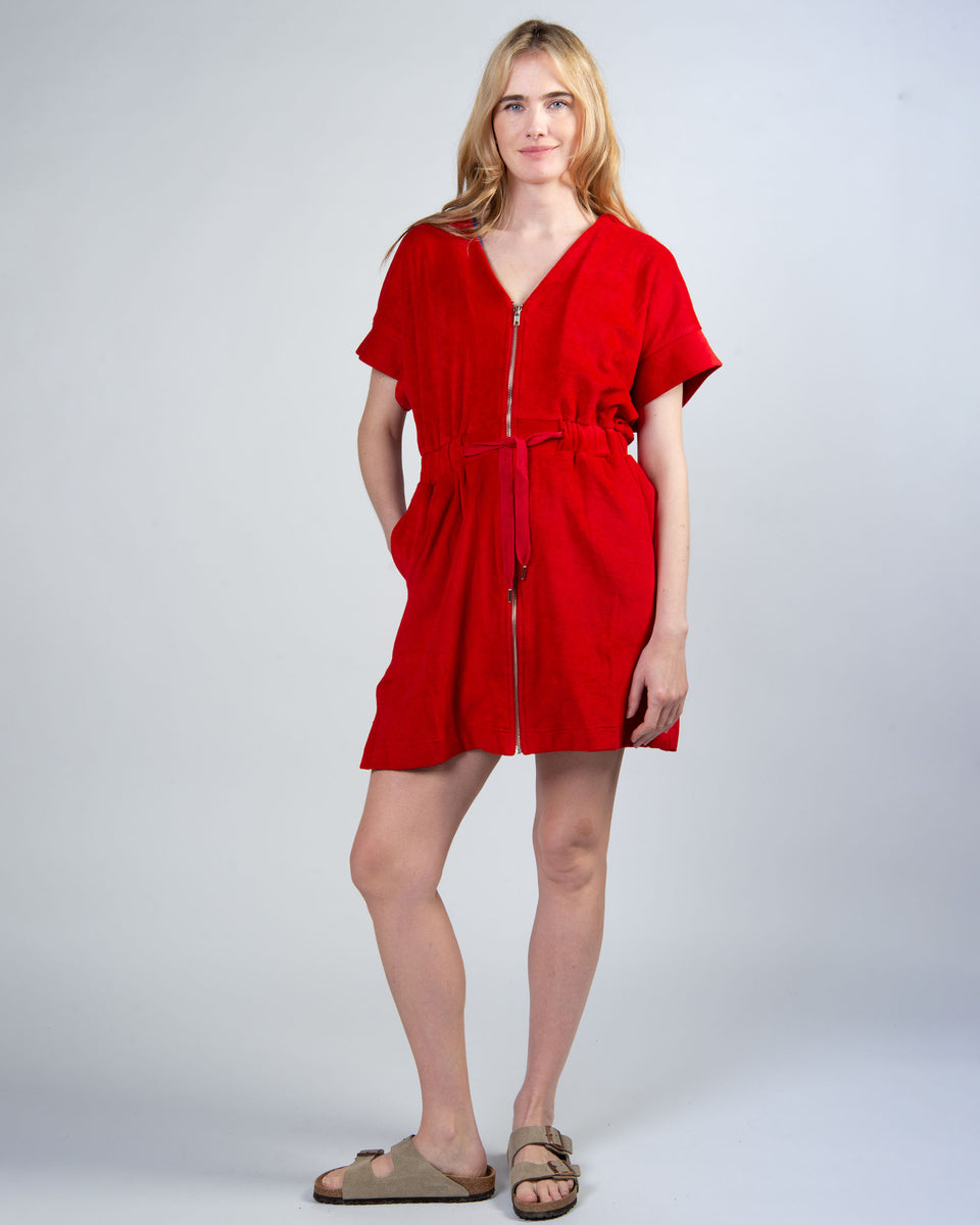 Zip Hooded Towelling Dress